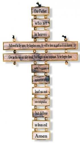 Cross Wall Lord's Prayer Olive Wood 15 Inch