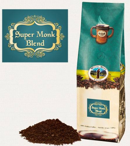 Mystic Monk Coffee Super Monk Blend Ground Dark Roast 12 Oz.