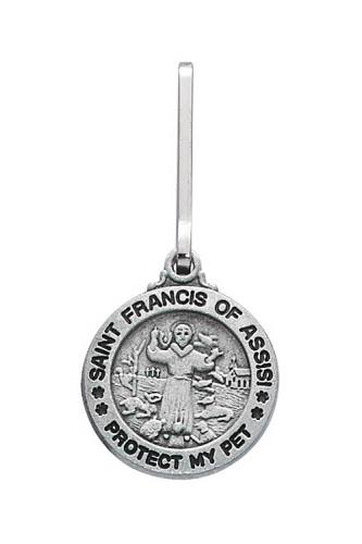 Pet Medal St. Francis Assisi 5/8 inch Small Oxidized Silver