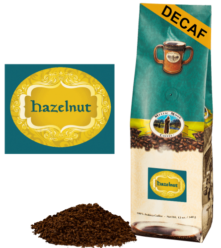 Mystic Monk Coffee DECAF Hazelnut Blend Ground Flavored 12 oz.