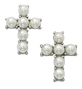 Imitation Pearl Cross Earrings