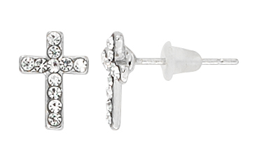 First Communion Earrings Crystal Cross