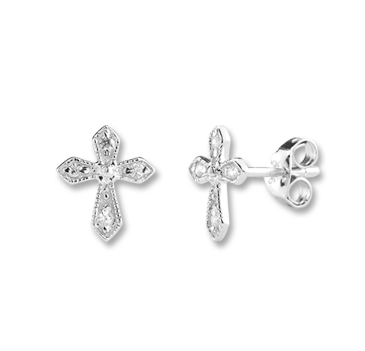 Earrings Cross Cubic Zirconia Sterling Silver