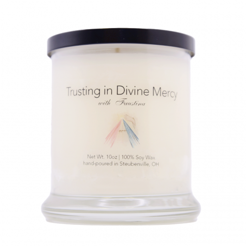 Scented Candle Trusting in Divine Mercy with Faustina Hyssop