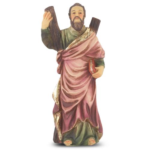 Statue St. Andrew Apostle 4 inch Resin Painted Boxed