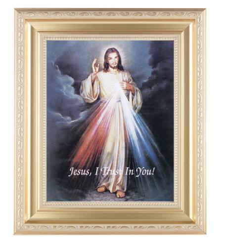 Print Jesus Divine Mercy 8 x 10 inch Gold Framed