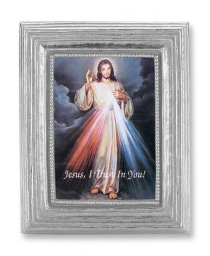Print Jesus Divine Mercy 2 x 3 inch Silver Framed