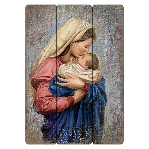 Plaque 27 In  Madonna & Child Wood