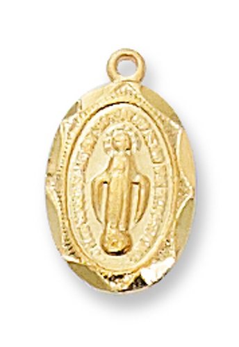 Miraculous Medal Necklace 1/2 inch Sterling Gold