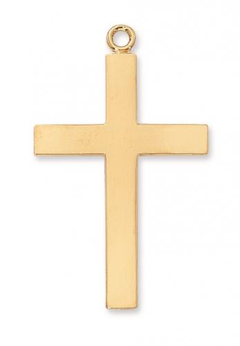 Cross Necklace Simple Lord's Prayer 1.75 inch Sterling Gold