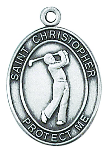 Sport Medal St. Christopher Golf Men 1 inch Sterling Silver