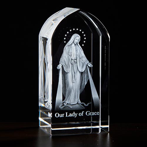 Etched Glass Mary Our Lady of Of Grace