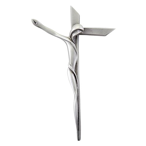 Wall Crucifix 9.25 In Serpentine Pewter