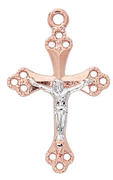 Crucifix Necklace Rose Gold on Sterling