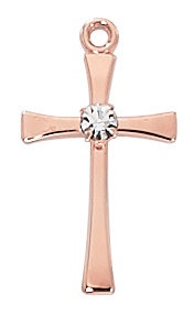 Cross Necklace Rose Gold over Sterling