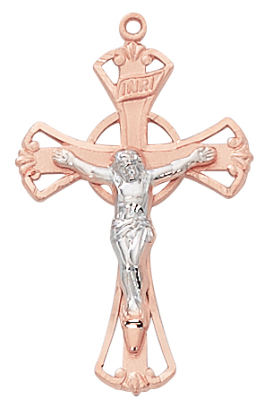 Crucifix Necklace Rose Gold on Sterling