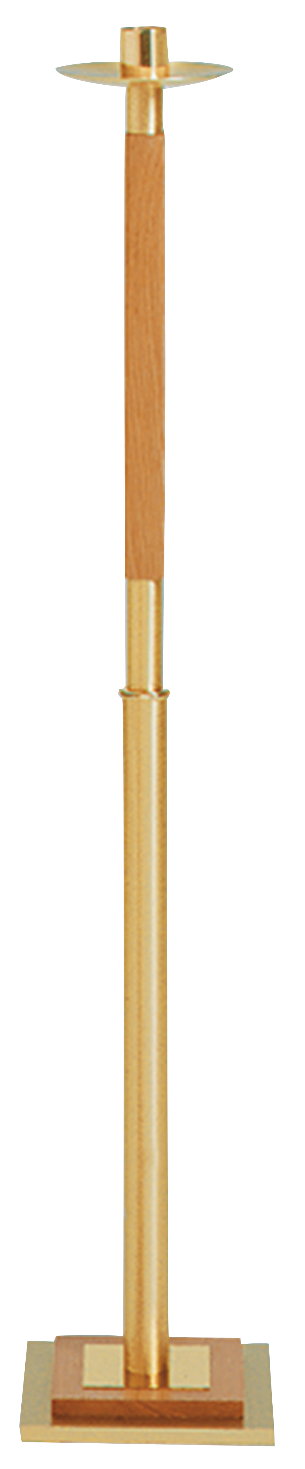 Processional Candlestick Oak Brass 46 inch 1 1/2 inch Socket