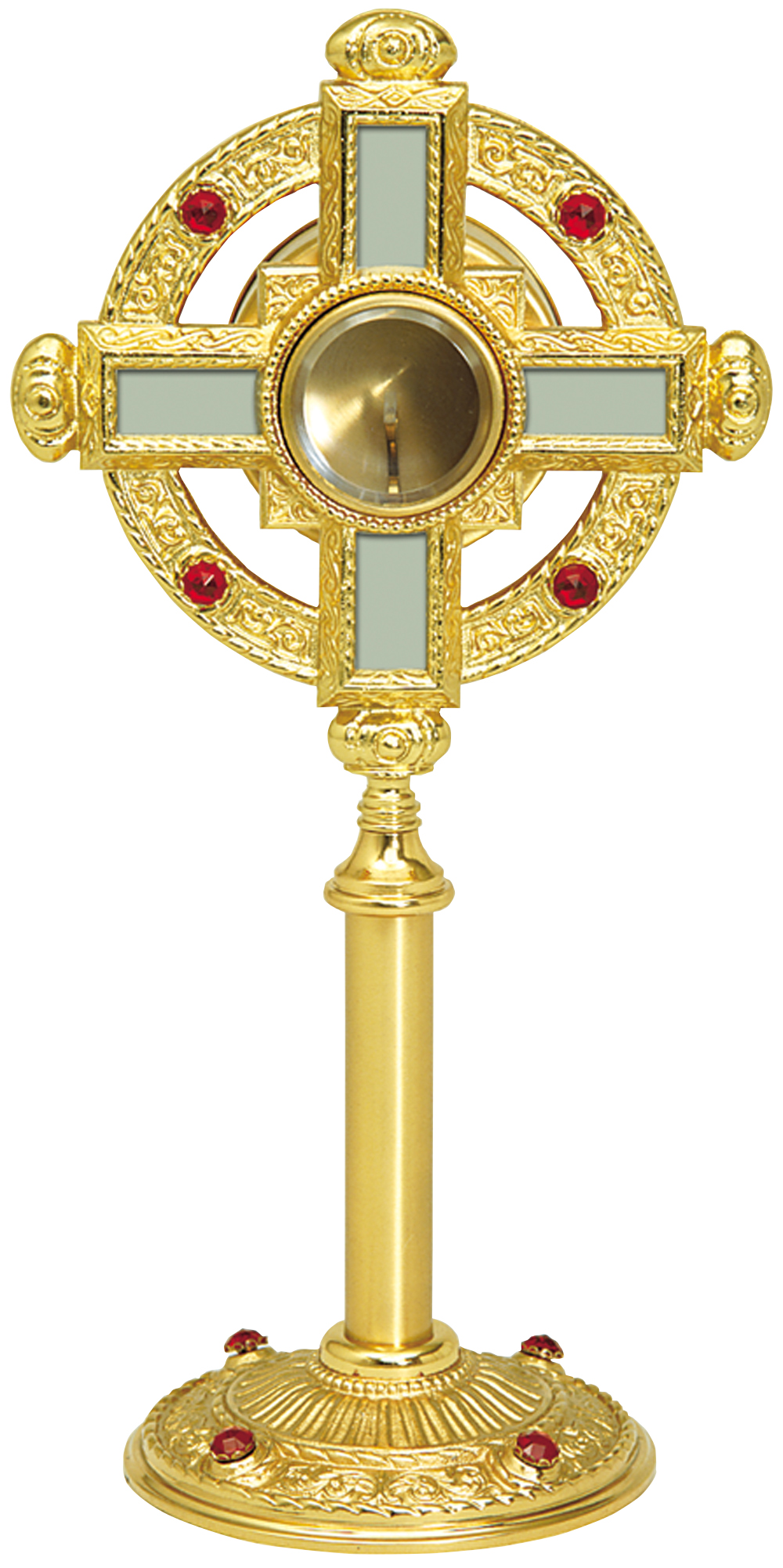 Ostensorium Chapel Size 24k Gold Plate Silver Cross