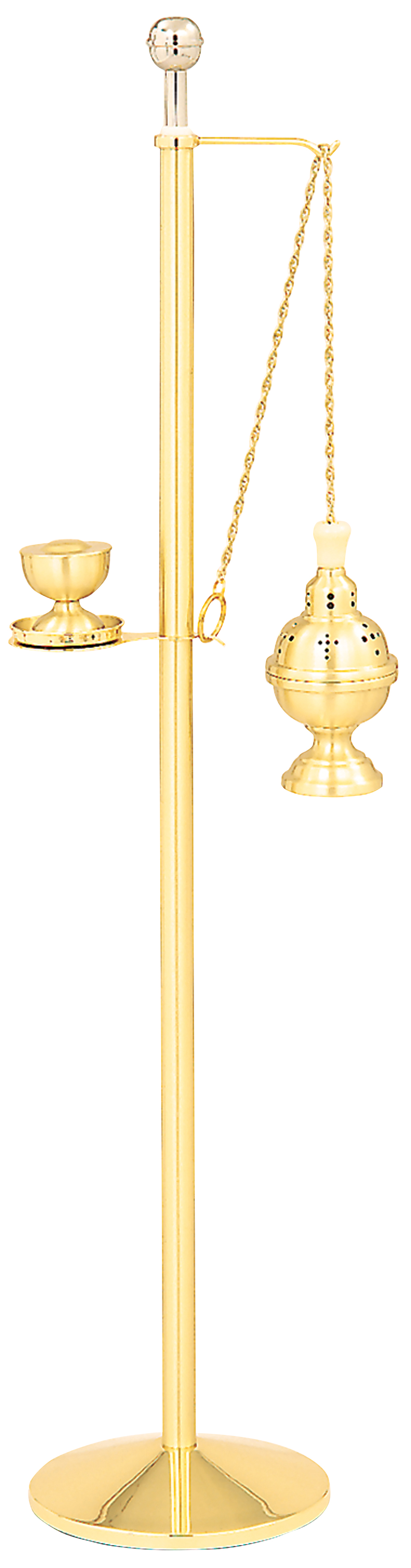 Censer Stand with Boat Shelf Brass with Holy Water Sprinkler