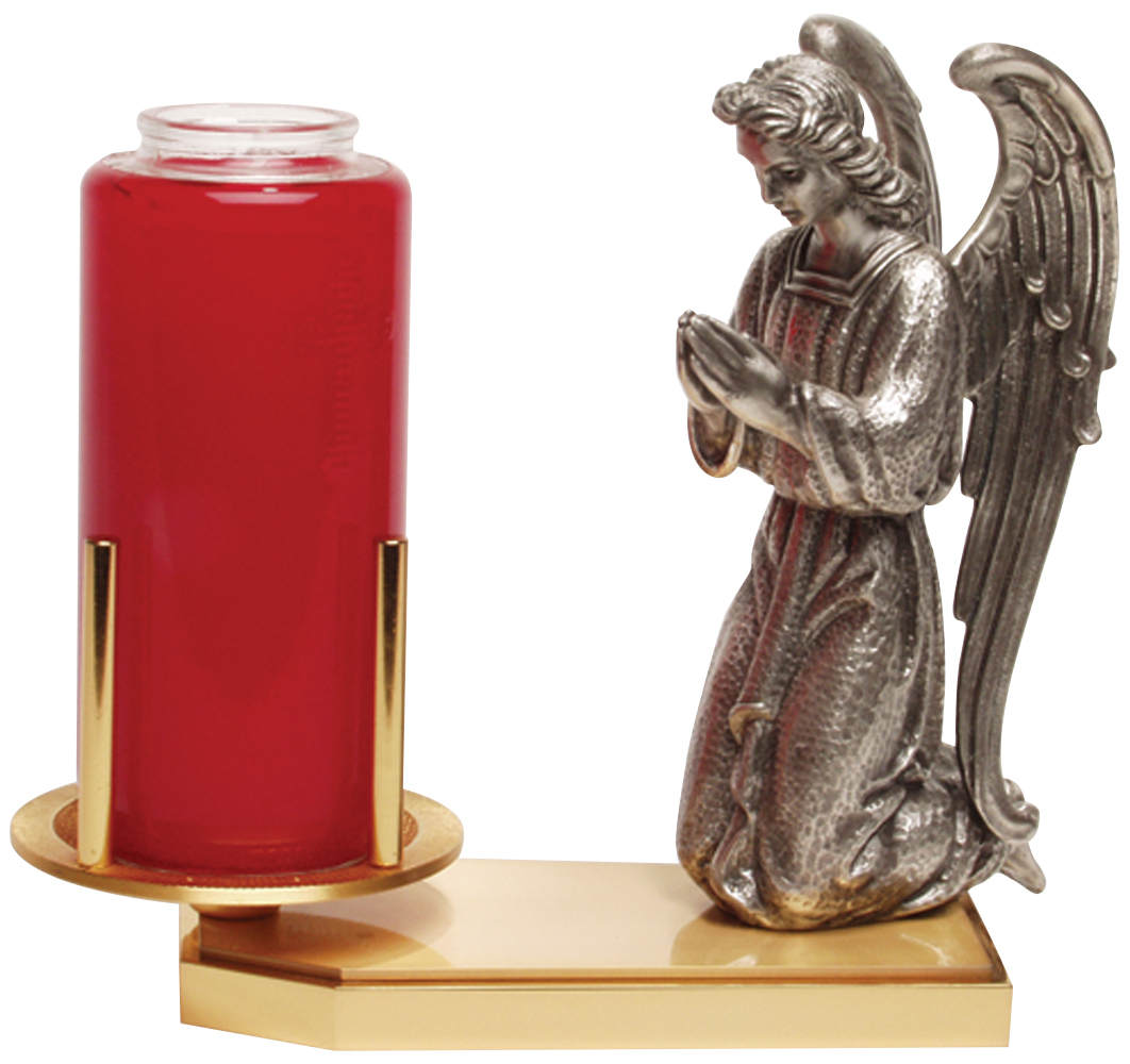 Devotional Candle Stand with Angel 24K Gold and Silver Plate