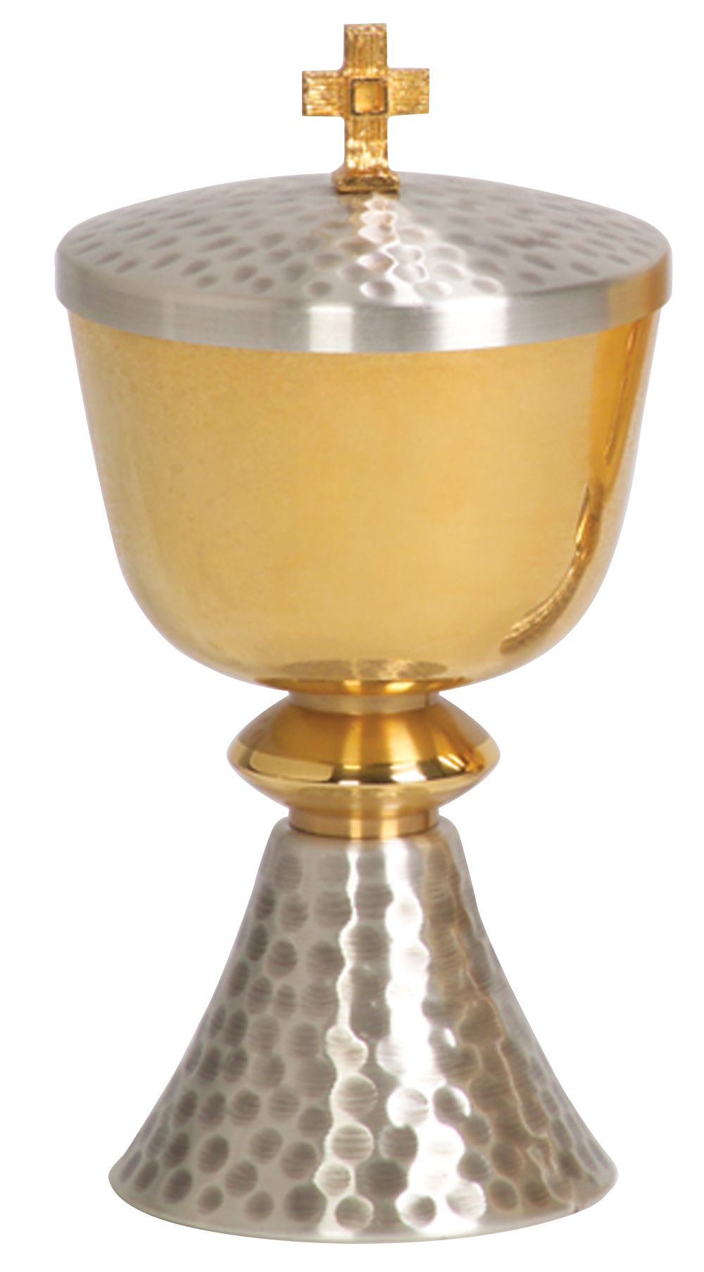 Ciborium 24K Gold Silver Plate Hammered K357 Holds 150 Hosts