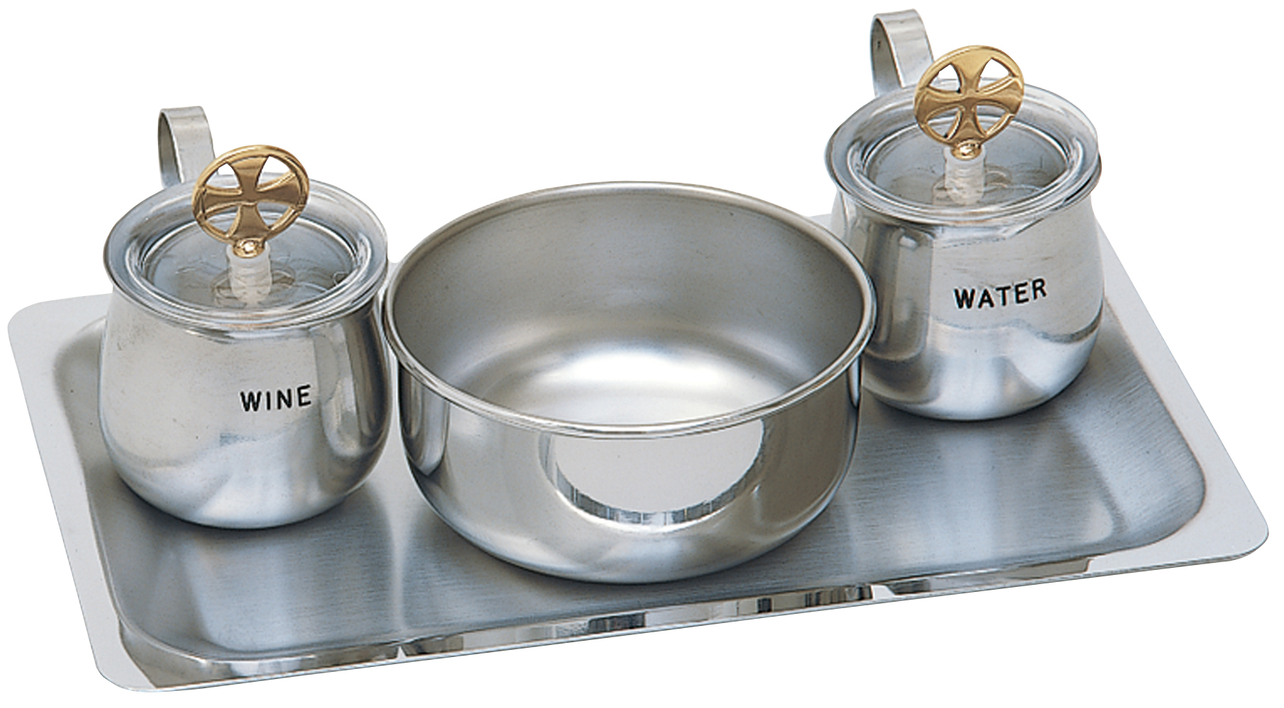 Cruets Set 5 oz with Tray Stainless Steel