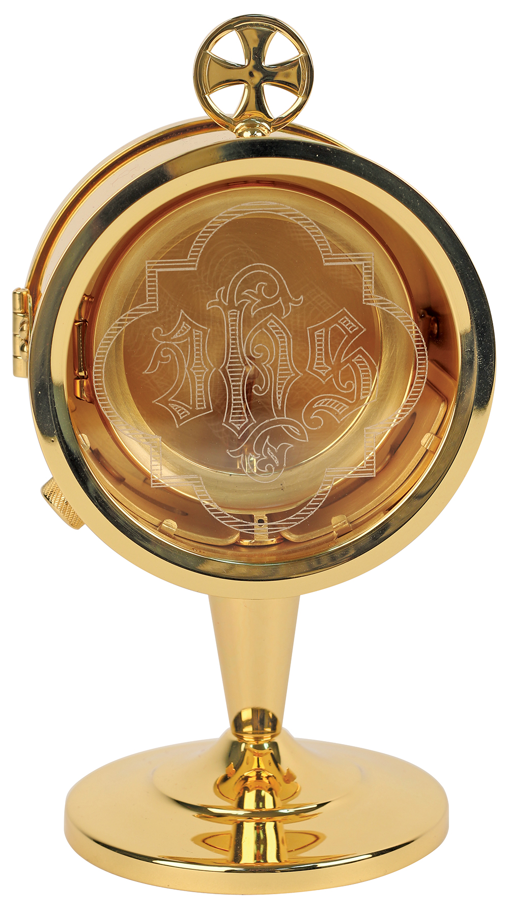 Monstrance Chapel Size 24k Gold Plate Etched Glass