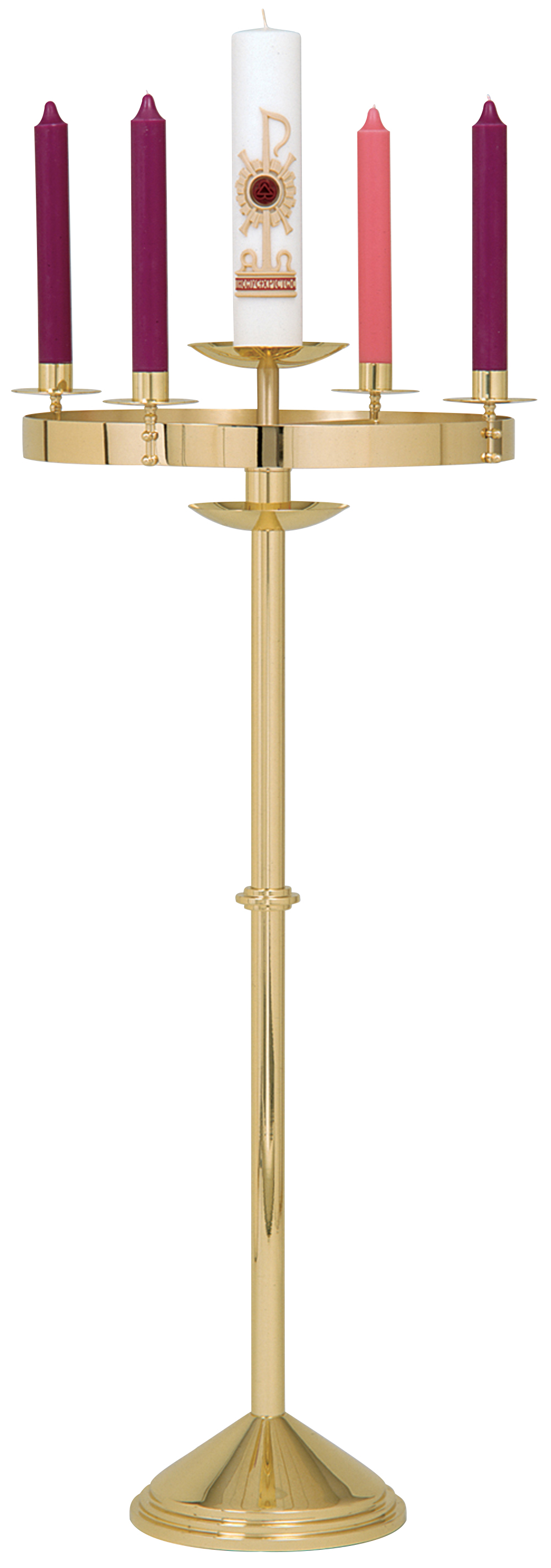 Advent Wreath and Paschal Candle Holder Standing Solid Brass