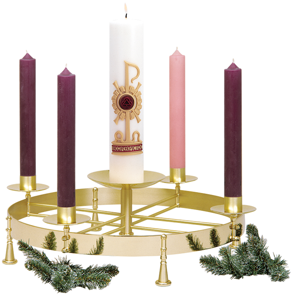 Advent Wreath Solid Brass with 1-1/2 in Sockets