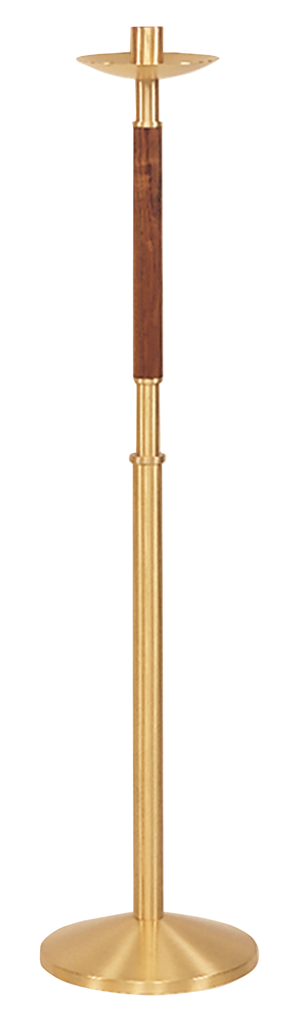 Processional Candlestick Oak Brass 44 inch 1 1/2 inch Socket