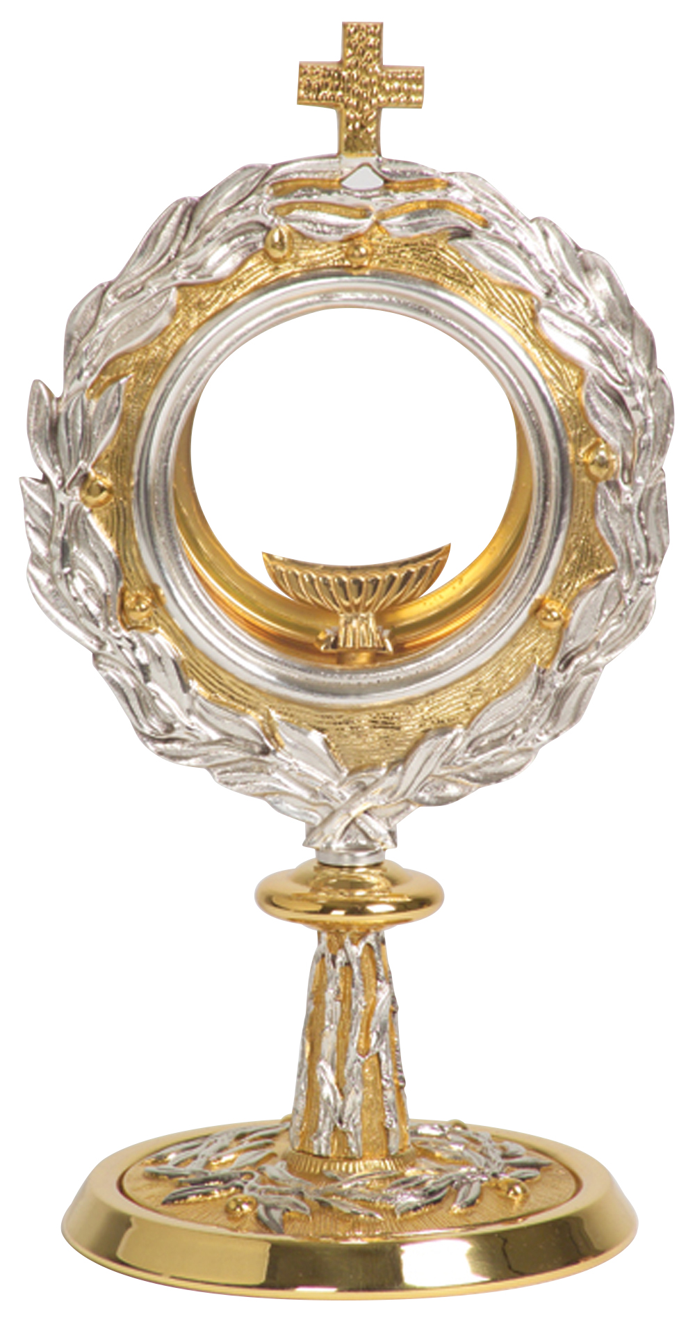 Monstrance Chapel Size 24k Gold Plate Silver Leaves