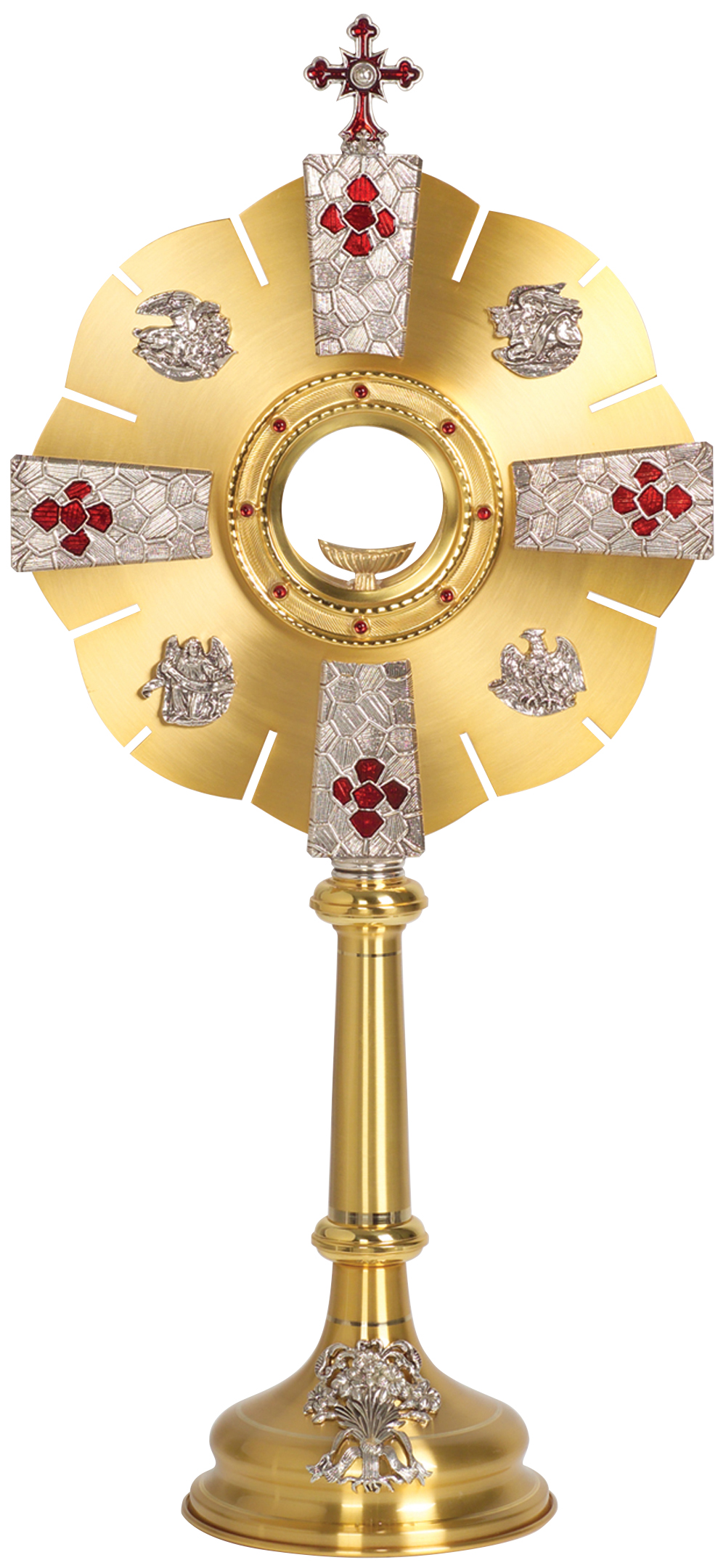 Monstrance Red Enamel and Stones 24K Gold Plate