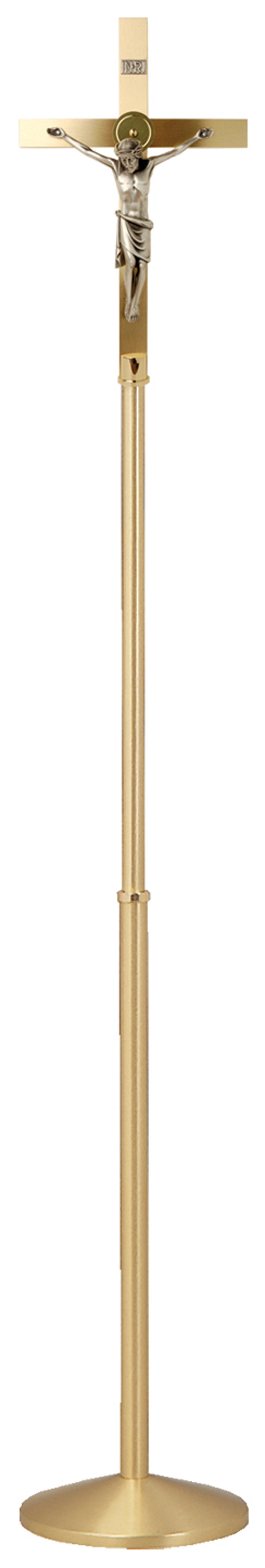 Processional Crucifix Satin Brass 78 inch
