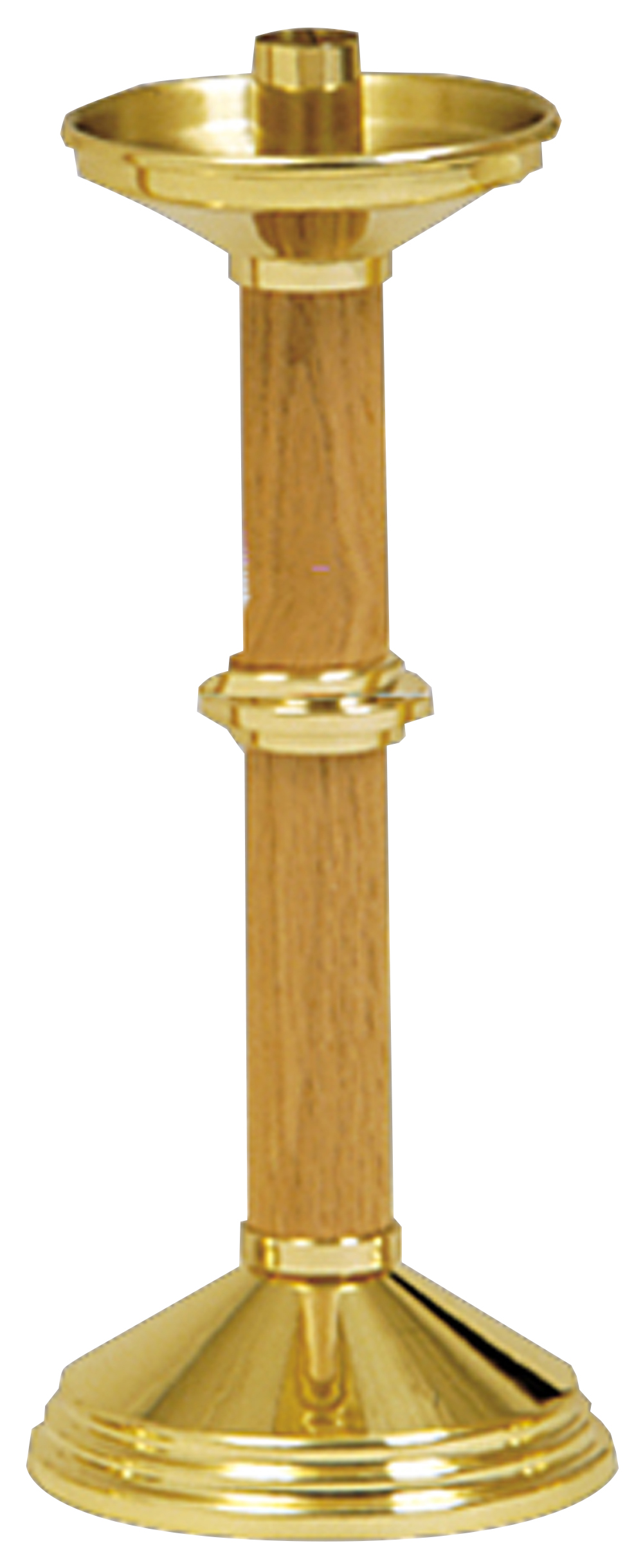 Altar Candlestick 12 inch Oak Brass