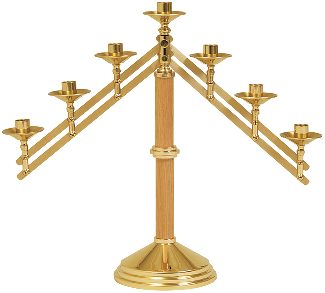 Altar Candelabra 7 Light Oak Brass 7/8 in Socket