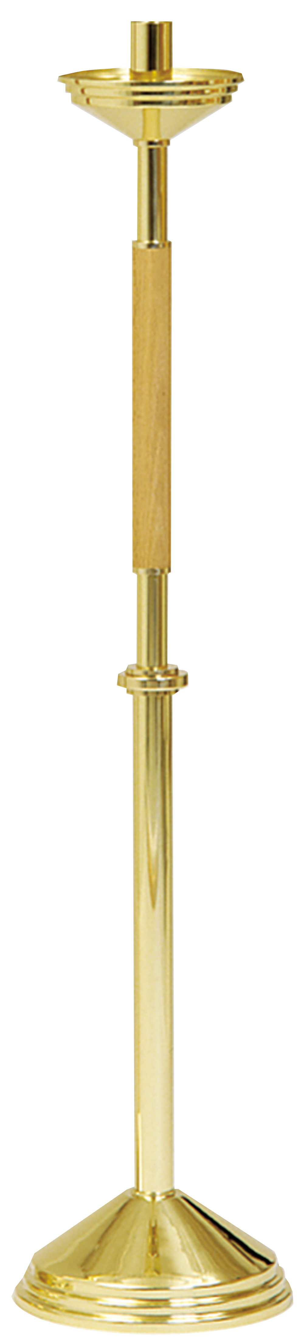Processional Candlestick  46 inch Oak Brass 1 1/2 inch Socket
