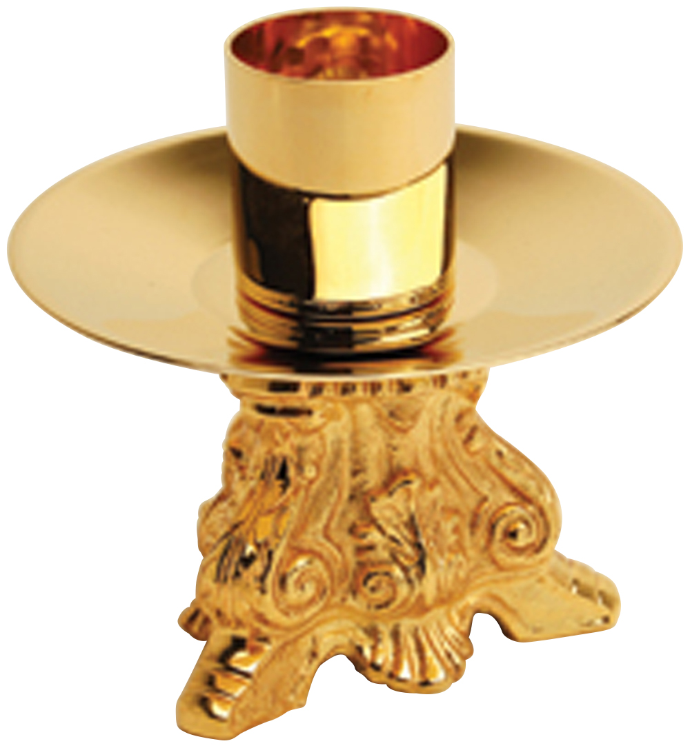 Altar Candlestick 3 1/4 inch 24K Gold Plate 1 1/2 inch Socket