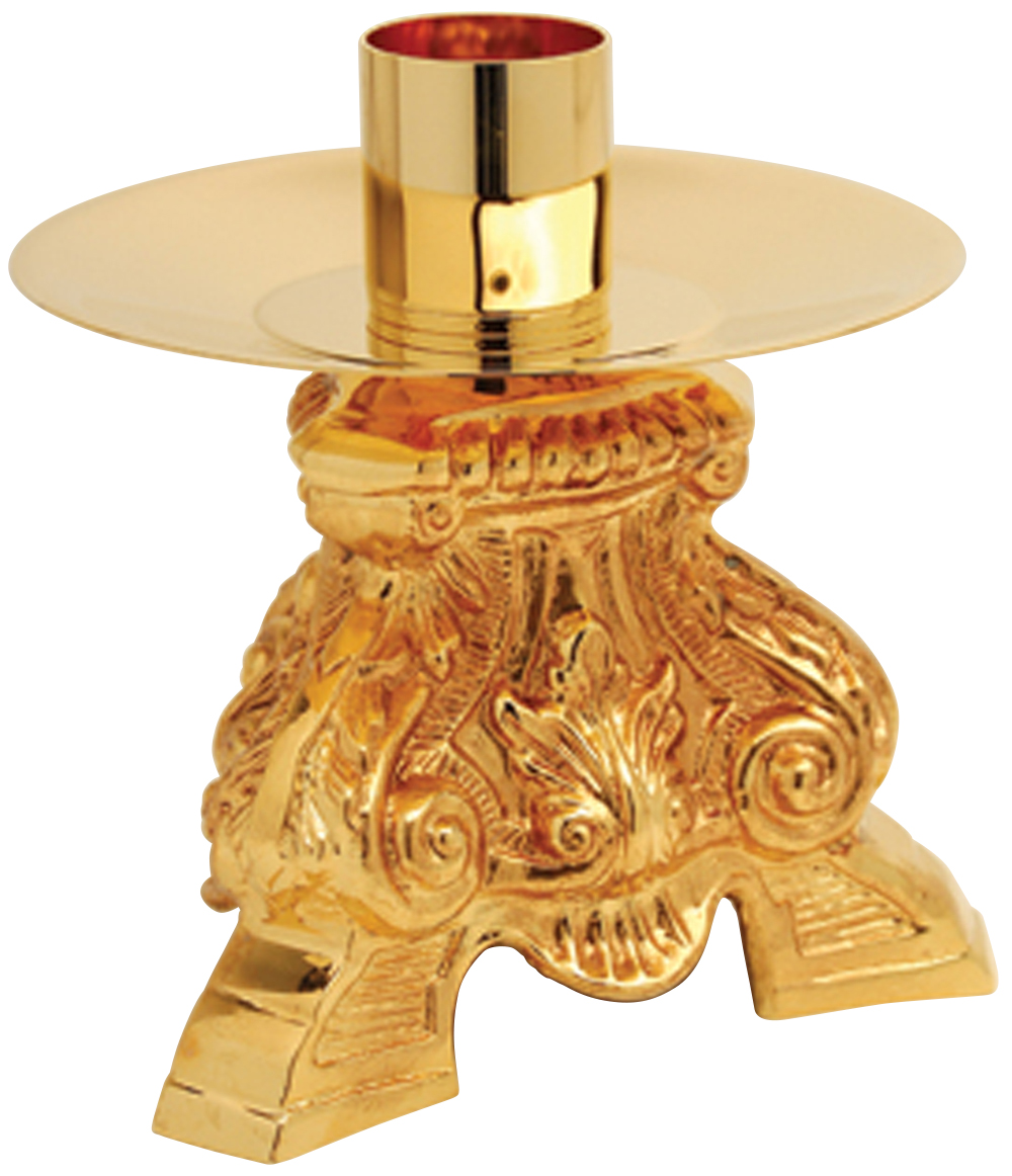 Altar Candlestick 5 inch 24K Gold Plate 1 1/2 inch Socket