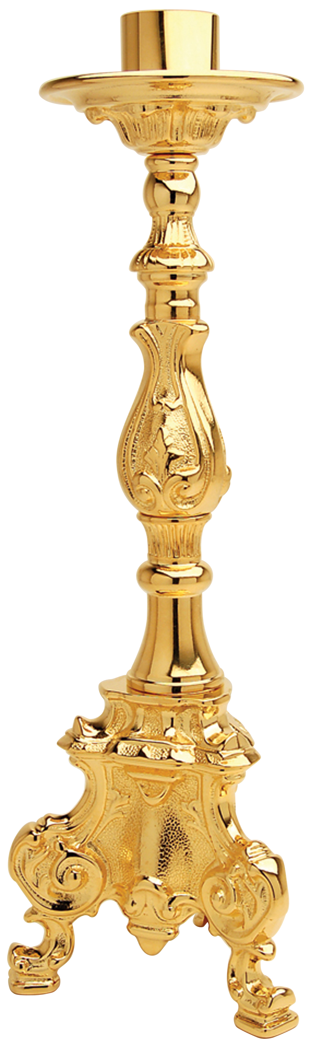 Altar Candlestick 15 1/4 inch 24K Gold Plate 1 1/2 inch Socket