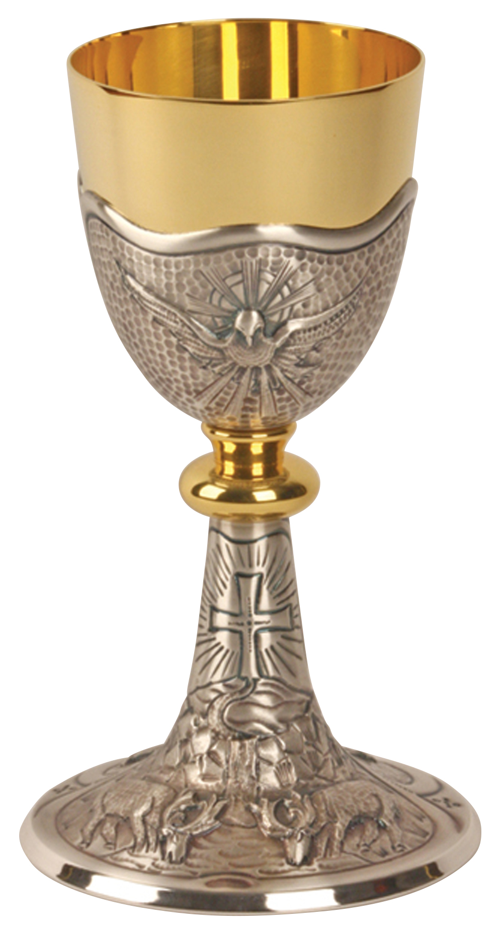 Chalice 9 oz 24K Gold Silver Plate Holy Spirit K915