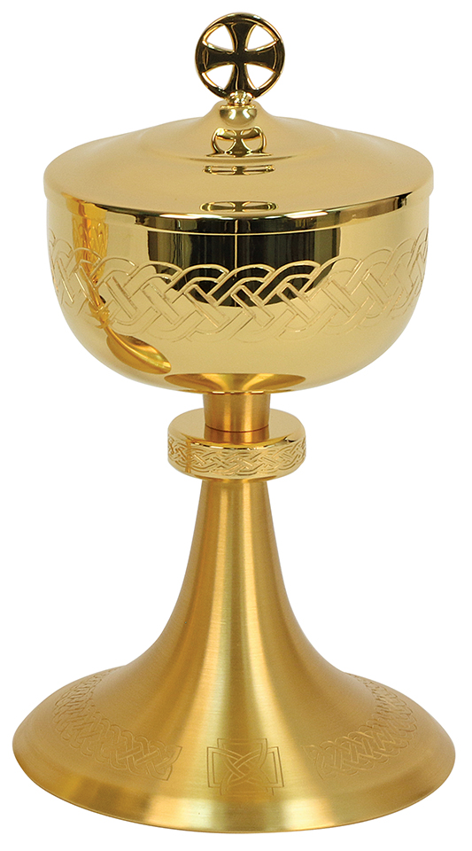 Ciborium 24K Gold Plate Celtic Engraved K973 Holds 400 Hosts