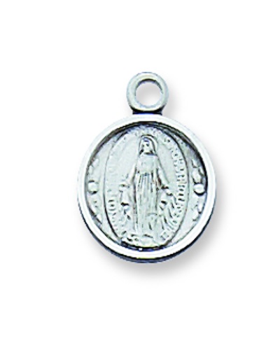 Miraculous Medal Necklace 7/16 inch Sterling Silver