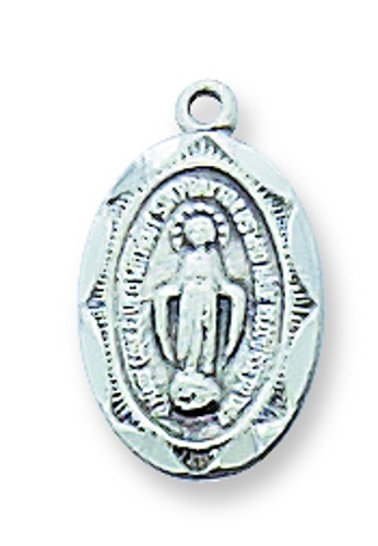 Miraculous Medal Necklace 1/2 inch Sterling Silver