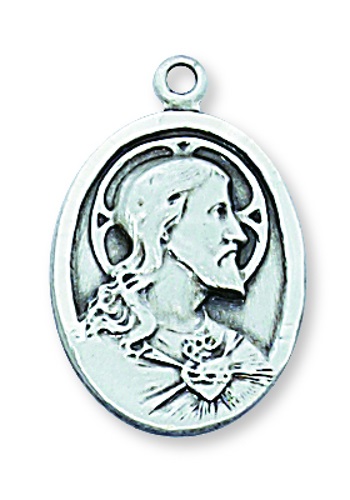 Scapular Medal Necklace 3/4 inch Sterling Silver