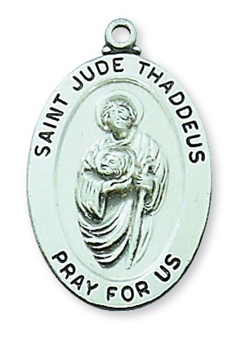 Saint Medal Necklace St. Jude Thaddeus 1 inch Sterling Silver