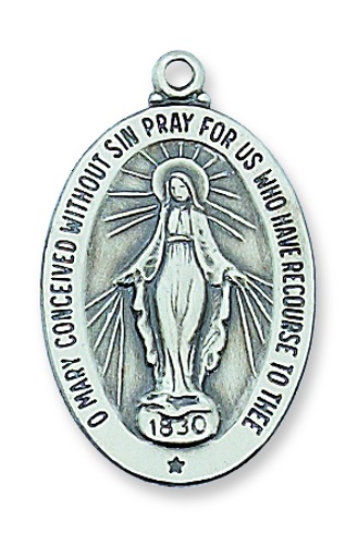 Sterling Silver Catholic Our Lady of Mercy Medal 1 Inch 