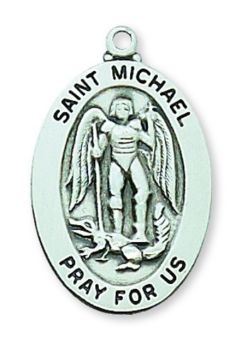 Saint Medal Necklace St. MIchael Archangel 1 in Sterling Silver