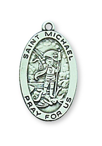 Saint Medal Necklace St. Michael Archangel 5/8 inch Sterl Silver