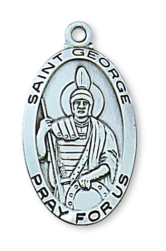 Saint Medal Necklace St. George 1 inch Sterling Silver