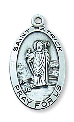 Saint Medal Necklace St. Patrick 1 inch Sterling Silver